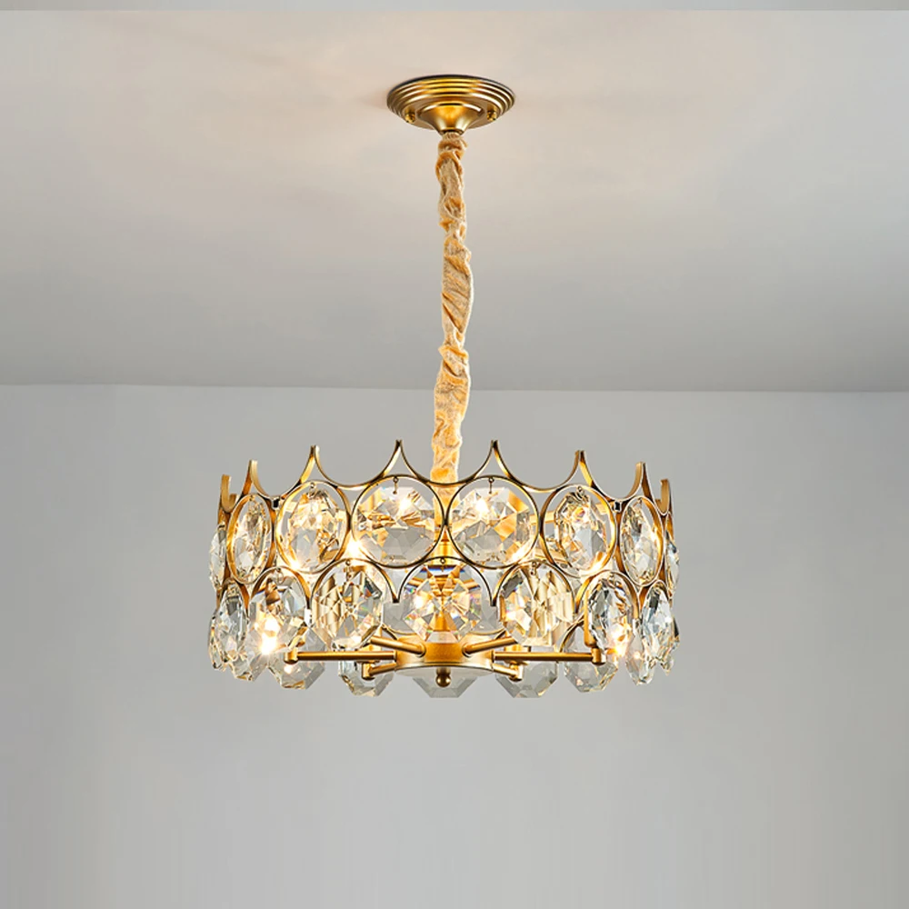 Apaļā Luksusa Kristāla Lustra Dzīvojamā Istabā Lampa AC110V 220v Cristal Guļamistaba Planfornnier Attēls 1