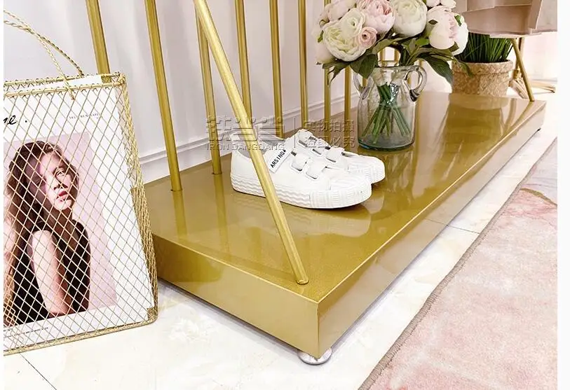 Apģērbu display rack grīdas-pastāvīgā golden vienkārši high-end kombinācija pakaramais sieviešu apģērbu veikals modelis aksesuārus Nakajima plauktā Attēls 5