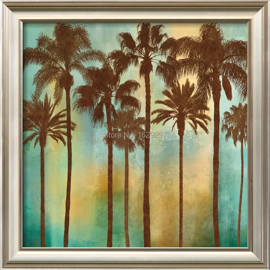 Aqua Palms es, Jānis, Seba Krāsošana ar Roku gleznots eļļas glezna Reprodukcijas Koku Audekls Mākslas Augstas kvalitātes Attēls 1