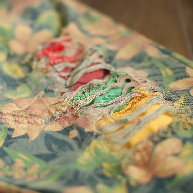 Augsta Vidukļa Harēma Džinsi Sieviešu Pavasara Ripped Caurumi Vintage Print Džinsa Bikses Baggy Džinsi Zaudēt Gadījuma Bikses Dāmas Streetwear Attēls 4