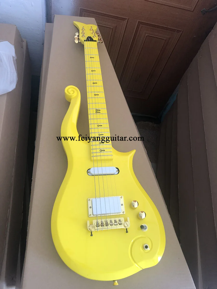 Augstas kvalitātes Wang Ziyun elektriskā ģitāra, balta, dzeltena, metāla, violeta ģitāra, pielāgojamu krāsu, iepakojumā kravas Attēls 3