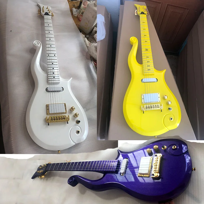Augstas kvalitātes Wang Ziyun elektriskā ģitāra, balta, dzeltena, metāla, violeta ģitāra, pielāgojamu krāsu, iepakojumā kravas Attēls 4
