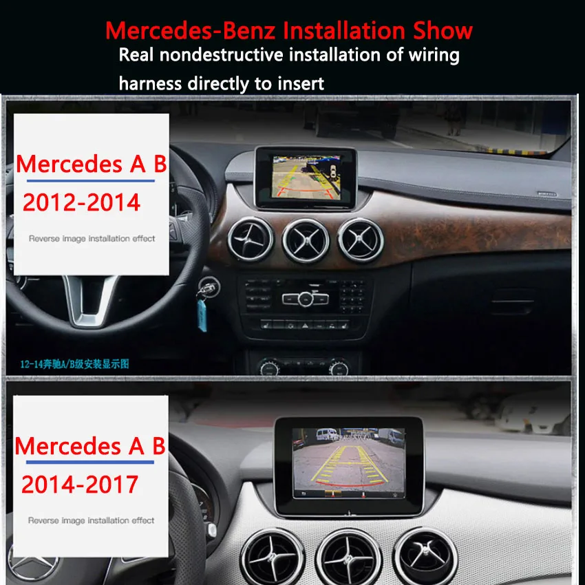 Auto Priekšā Reverss Autostāvvieta kameru Mercedes-Benz A180 A200 A260 2010 ~ 2019 Sānu atpakaļskata kamera interfeiss Adapte sākotnējo Ekrānu Attēls 2
