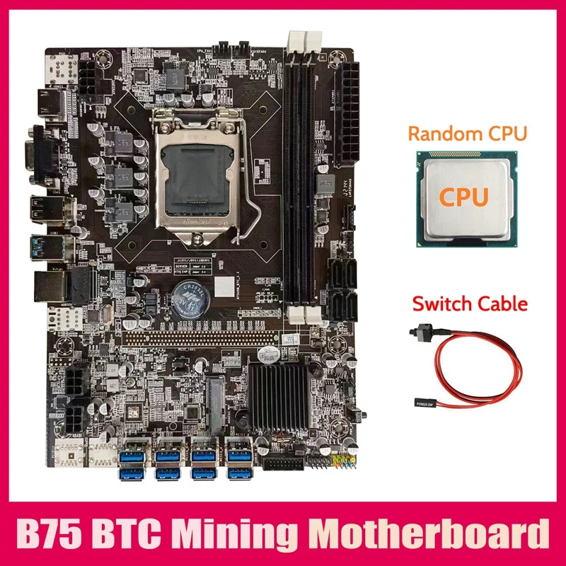 B75 BTC Ieguves Mātesplati+Izlases CPU+Switch Kabeli LGA1155 8XPCIE USB Adapteri DDR3 MSATA B75 USB BTC Miner Mātesplati Attēls 4