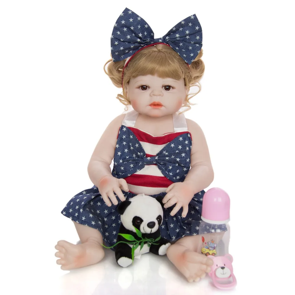 Bebe atdzimis Zelta meitenes mati bērnu atdzimis pilna silikona vinila lelles rotaļlietas bērniem dāvanu 55cm atdzimis toddler var peldēties bonecas Attēls 4