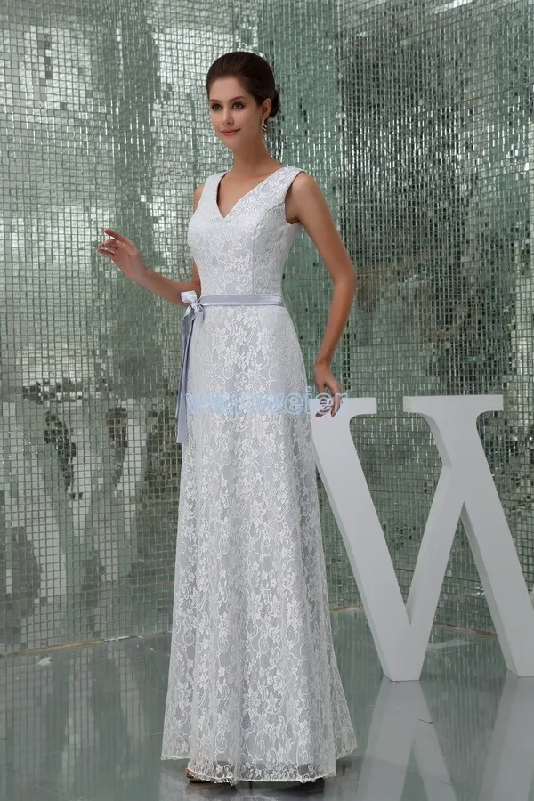 Bezmaksas piegāde 2016. gadam jauniem dizaina karstā pārdevējs v-veida kakla augstas kvalitātes dizaina meitene kleitas, gari balti mežģīņu ar vērtnes Līgavas māsa Kleitas Attēls 2