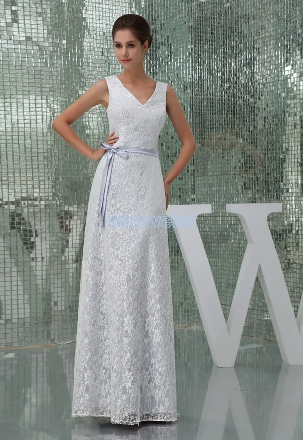 Bezmaksas piegāde 2016. gadam jauniem dizaina karstā pārdevējs v-veida kakla augstas kvalitātes dizaina meitene kleitas, gari balti mežģīņu ar vērtnes Līgavas māsa Kleitas Attēls 5