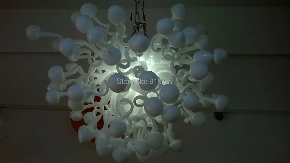 Bezmaksas Piegāde Balto Krāsu LED gaismas Mūsdienu Mākslas Stikla Lustras Lampas Attēls 3