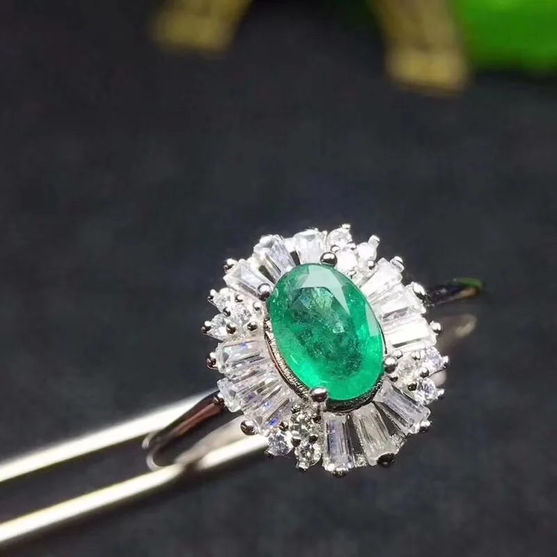 BOEYCJR S925 Sudraba Moderns Emerald Smalkas Rotaslietas Regulējams Elegants Dārgakmens Gredzeni Sieviešu Iesaistīšanās Dāvanu anillo anneau Attēls 1