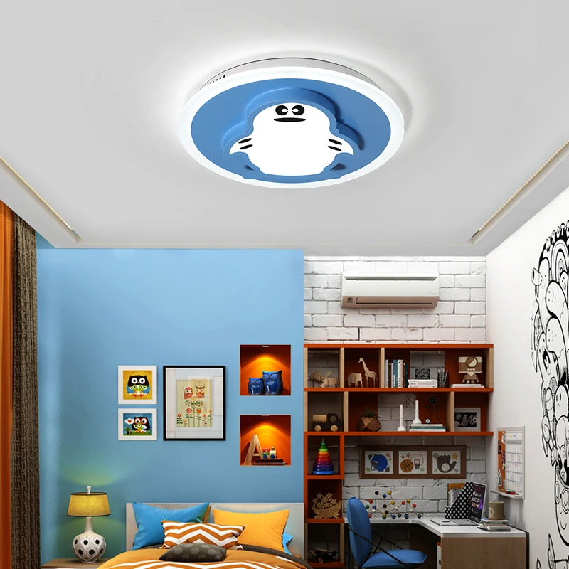 Bērnu istabas gaismas minimālisma moderno zēnu un meiteņu guļamistaba lampu radošā griestu lampa apļveida LED karikatūra telpu apgaismes iekārtas Attēls 2