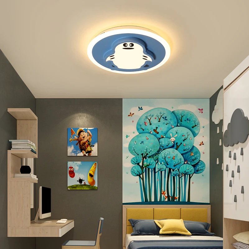 Bērnu istabas gaismas minimālisma moderno zēnu un meiteņu guļamistaba lampu radošā griestu lampa apļveida LED karikatūra telpu apgaismes iekārtas Attēls 4