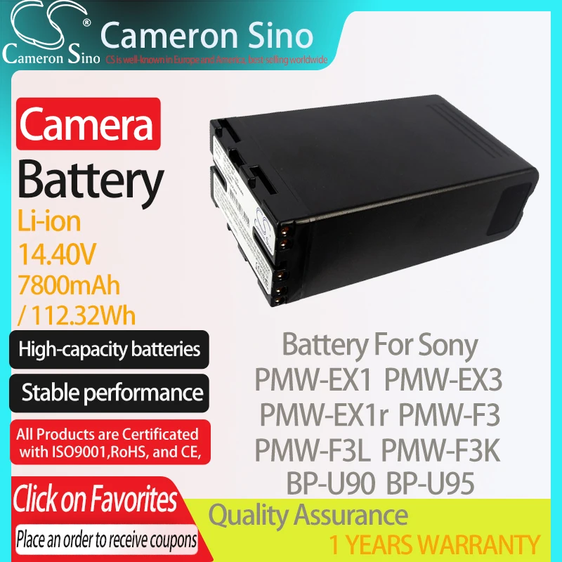 CameronSino Akumulators Sony PMW-EX1 PMW-EX3 PMW-EX1r PMW-F3 PMW-F3L PMW-F3K PMW-100, der Sony BP-U90 Digitālo kameru Baterijas Attēls 2