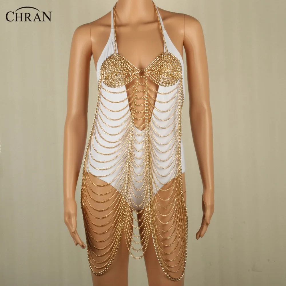 Chran Sudraba Krāsa, Seksīgas Sievietes, Pilns Ķermeņa Iejūgs Ķēdes Vēdera Vidukļa Modes Tērpu Ķēdes Krūšturi Kleita Bikini, Ķermeņa Rotaslietas, CRBJ803 Attēls 5