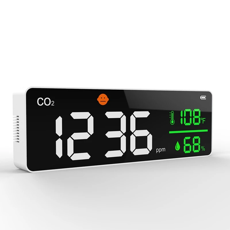 CO2 Mērītājs Iekštelpu Gaisa Kvalitātes Monitors, Trauksmes LCD Ciparu Oglekļa Dioksīda Temperatūras, Mitruma Detektors NDIR Sensors Analyzer Attēls 1