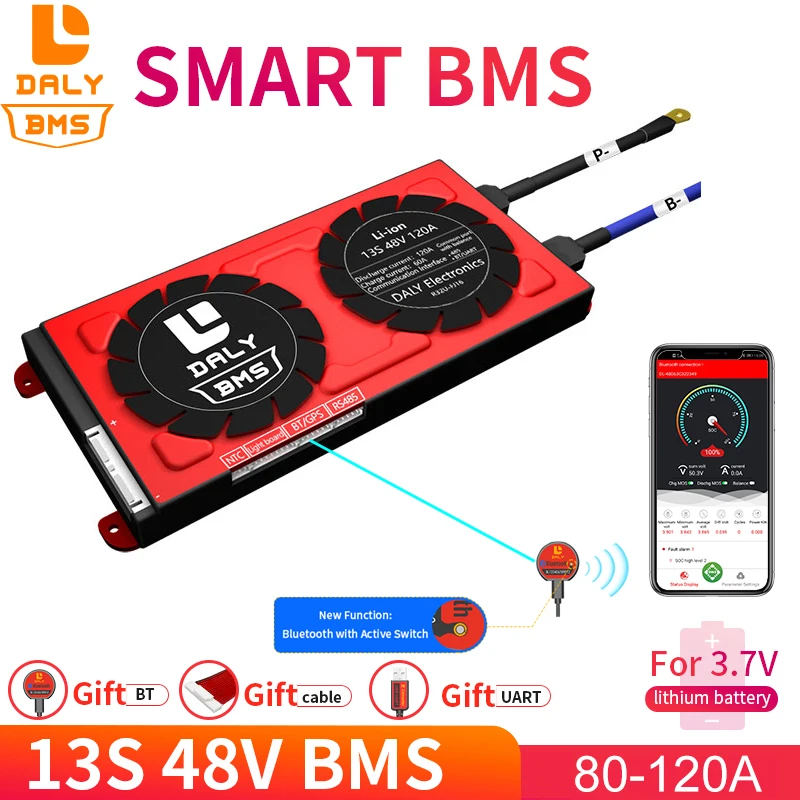 Daly 18650 smart BMS 13S 48V 80A 100A 120.A Bluetooth 485 USB ierīces NTC UART programmatūras togther Lauva LiFepo4 Baterijas BMS Attēls 2