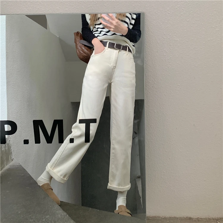 DD040 Caurules deviņu punktu, džinsi, sieviešu rudens jauns korejiešu stilā, bikses ar augstu vidukli, plānas zaudēt wide-leg džinsi sievietēm Attēls 2