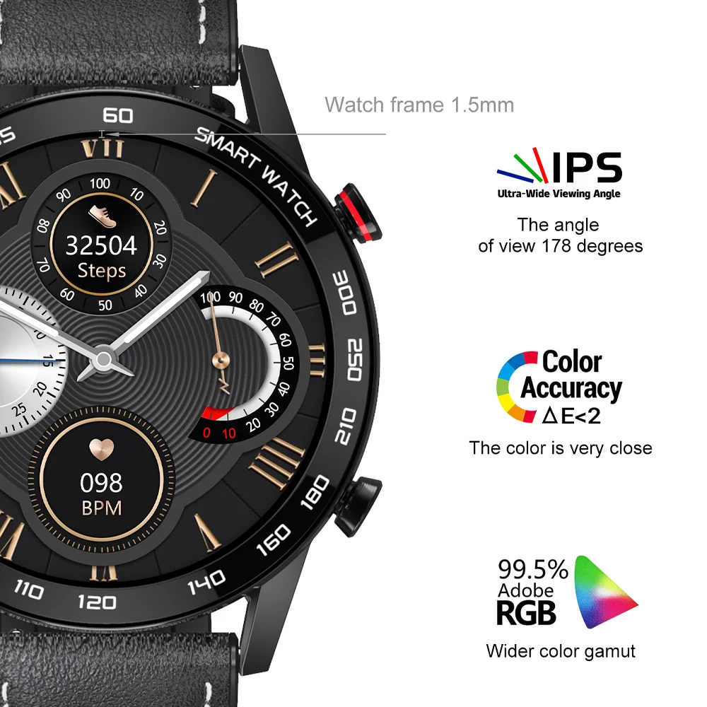 DT95 Bluetooth Zvanu Smart Skatīties Vīrieši Siltuma ātruma Monitors, 360*360 HD IPS Ekrānu IP68 Ūdensnecaurlaidīga Sporta Smartwatch Android, IOS Attēls 1
