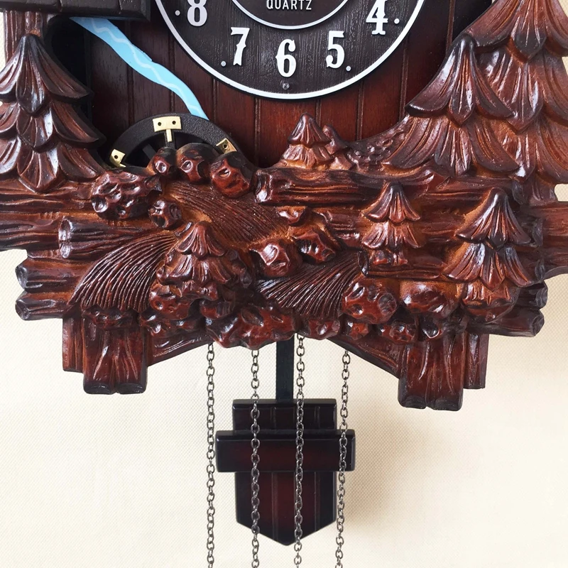 Dzeguze Pulkstenis Sienas Pulkstenis Dzīvojamā Istabā Stundas Laikā Zvanīt Putnu Pateikt Laiku Karājas Pulkstenis 14inch Koka Classic Attēls 5