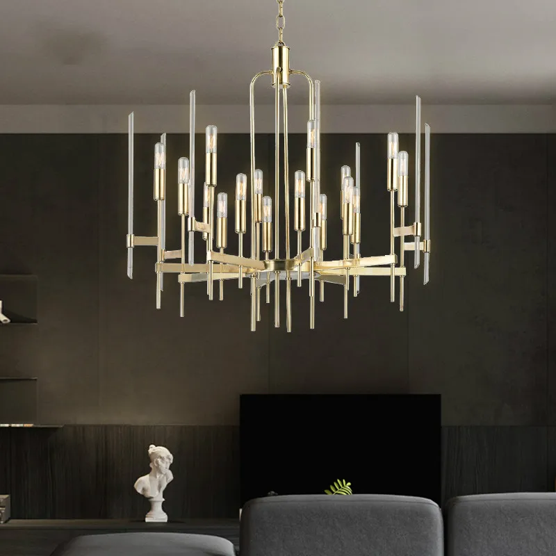 Dzīvojamā istaba led lustras apgaismojums Ziemeļvalstu mūsdienu luksusa interjeru lampas vienkāršs villa ēdamistaba stikla lustra Attēls 4