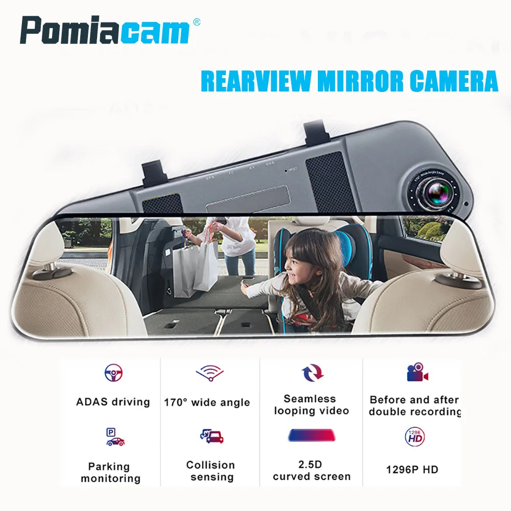 E5 Atpakaļskata Spoguļi Automašīnas DVR Plūsma Atpakaļskata Spogulis dash Kamera 5inch IPS skārienjutīgais Ekrāns, Full HD 1080P Auto Reģistratoru dash kamera Attēls 4