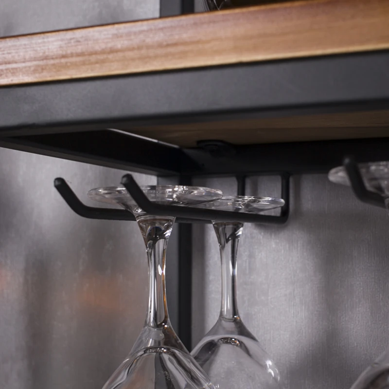 Eiropas stila dzelzs mākslas virtuves plaukta rūpniecības vēja masīvkoka sienas karājas display rack modes radošo vannas istaba organizators Attēls 3