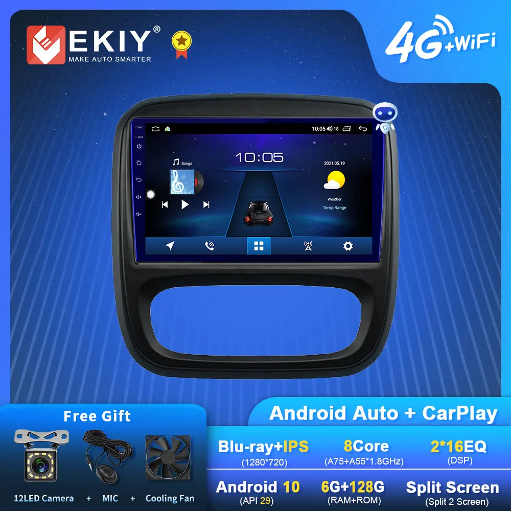 EKIY S7T Android 10 Auto Radio Renault Trafic 3 Opel Vivaro B-2018 Navi GPS 1280*720 IPS Carplay Multimediju Atskaņotājs Attēls 2