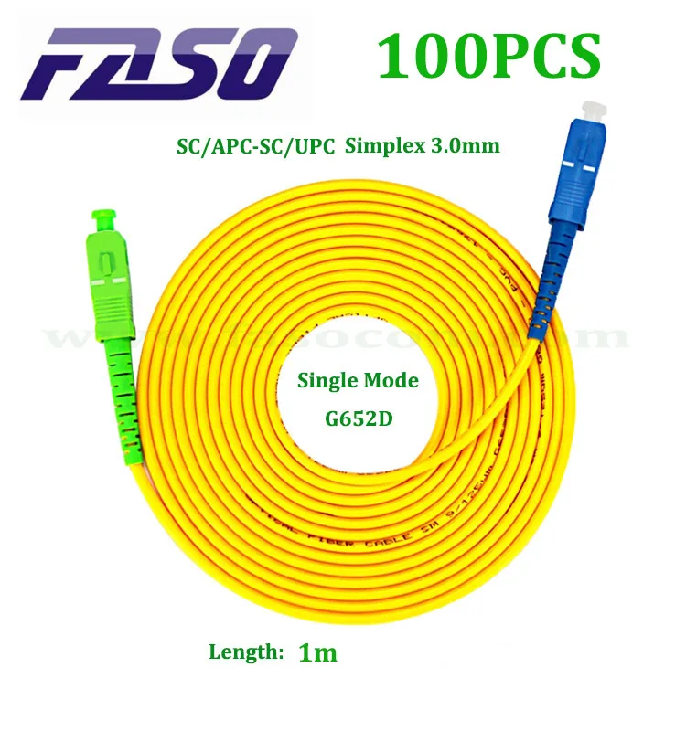 FASO 100GAB 1m SC/APC, Lai SC/UPC Optiskās Šķiedras Patch Cord SX Core 3.0 mm Vienotā Režīmā G652D Šķiedras Patch Kabelis Dzeltens LSZH Jaka Attēls 4