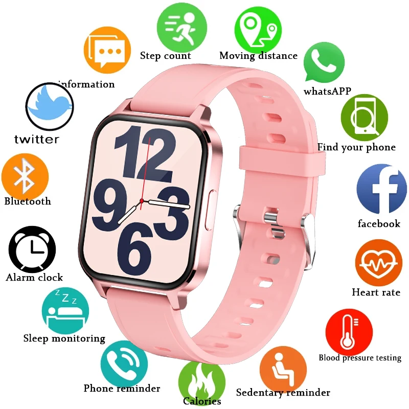 GEJIAN Smart Watch Sievietes Vīrieši 1.7 collu Krāsu Ekrāns ar skārienekrānu Fitnesa Tracker asinsspiediens elektronisko Pulksteni Sieviešu Smartwatch Attēls 2