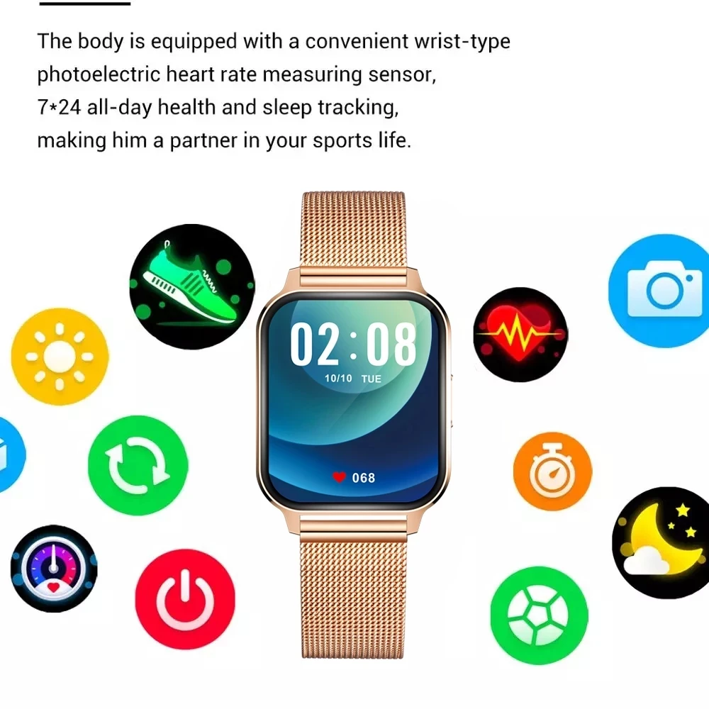 GEJIAN Smart Watch Sievietes Vīrieši 1.7 collu Krāsu Ekrāns ar skārienekrānu Fitnesa Tracker asinsspiediens elektronisko Pulksteni Sieviešu Smartwatch Attēls 5