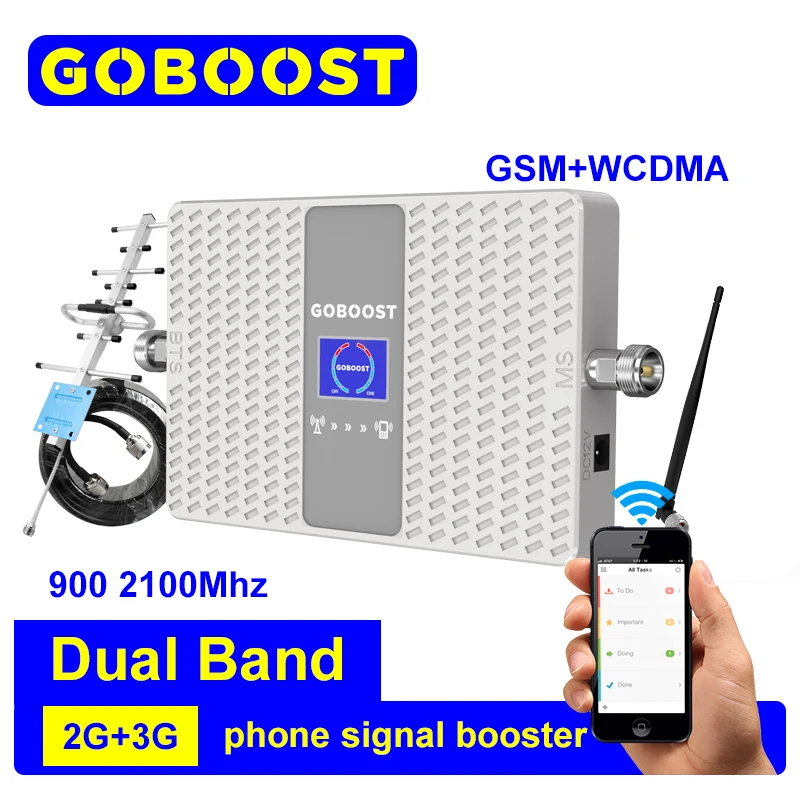 GOBOOST 2g Gsm Signāla Pastiprinātājs 900 2100 Mhz Dual Band GSM Celluar Pastiprinātājs 3g 4g Mobilo Telefonu Celluar Antenas Reapeater Komplekts Attēls 2