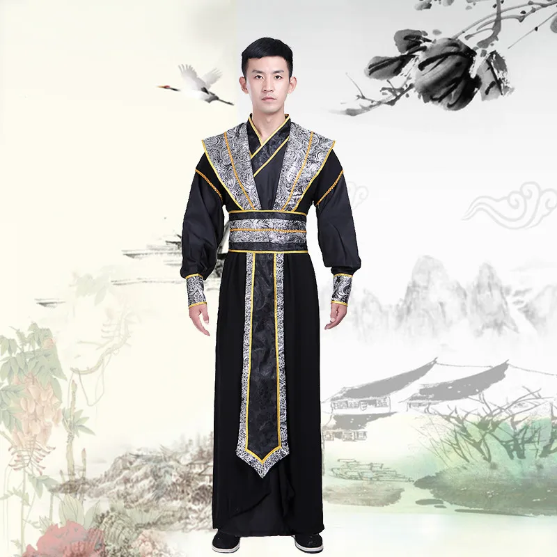 Hanfu Vīriešu Skatuves Tērpu Paukotājs Tang Kostīmu Zinātnieks Drēbes Sievietēm, Vīriešiem, Tradicionālā Ķīniešu Drēbes Darbības Kostīmi Attēls 5