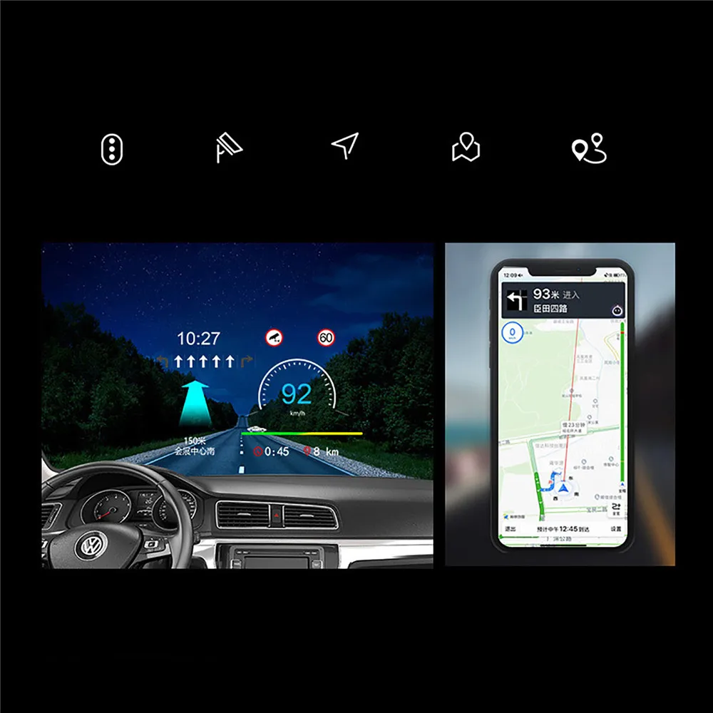 HD Auto Head-Up Displeja Monitors OBD GPS Navigācijas Projektoru HUD High-tech Braukšanas Auto Piederumi Visiem Automobiļiem un Kravas automašīnas Attēls 2
