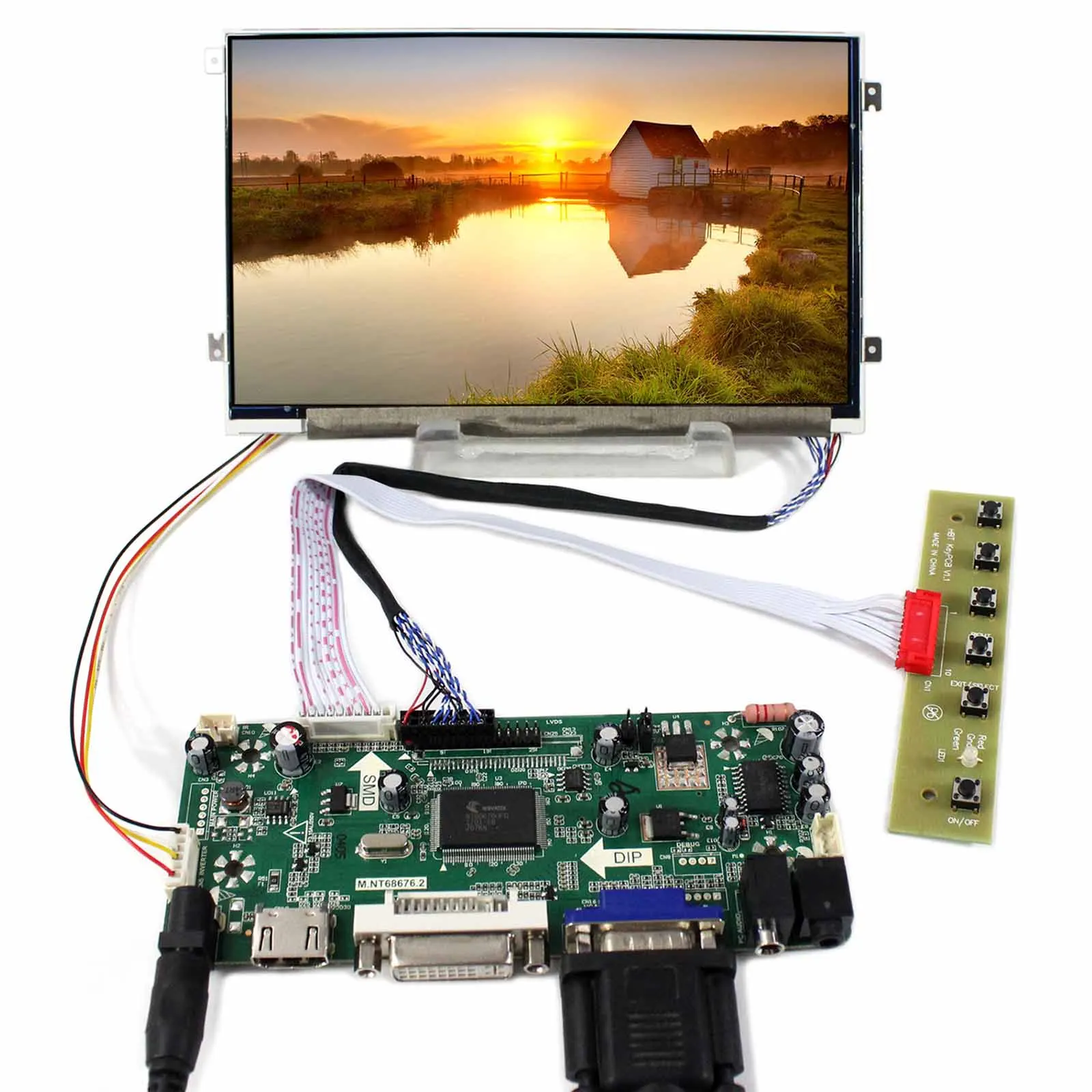 HD MI DVI, VGA AUDIO LCD Kontrolieris Valdes 7inch 1024x600 HV070WS1-105 IPS LCD Ekrāns Attēls 4