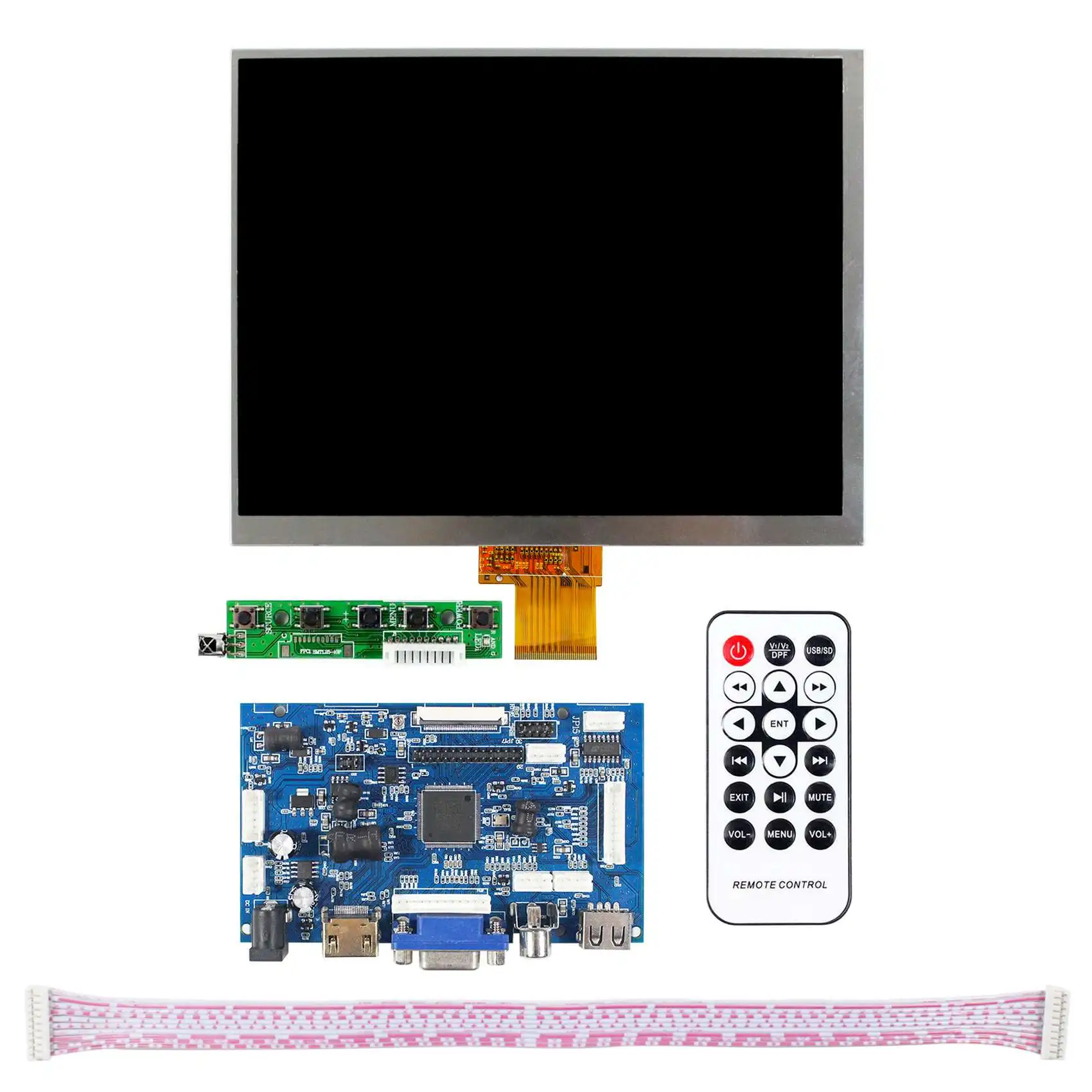 HD MI VGA+2AV LCD Kontrolieris Valdes Atbalstu Atpakaļgaitas Funkcija 8