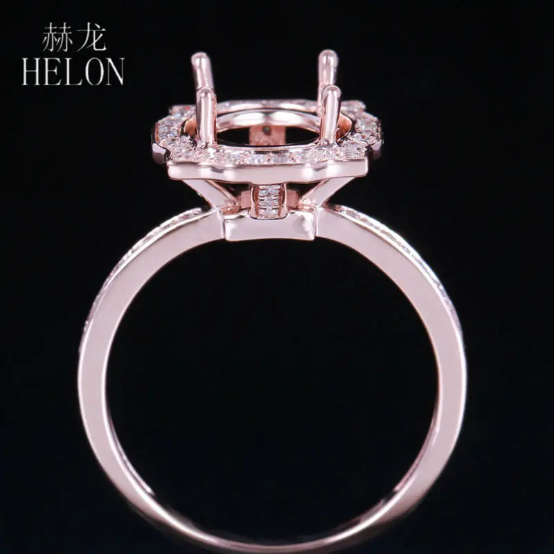 HELON Cietā 14K Rose Gold 0.3 ct Dabas Dimanti ir Sievietes Smalkas Rotaslietas Daļēji Mount Iesaistīšanās Kāzu Gredzenu Iestatījumu Fit Kārta 8.5 mm Attēls 1