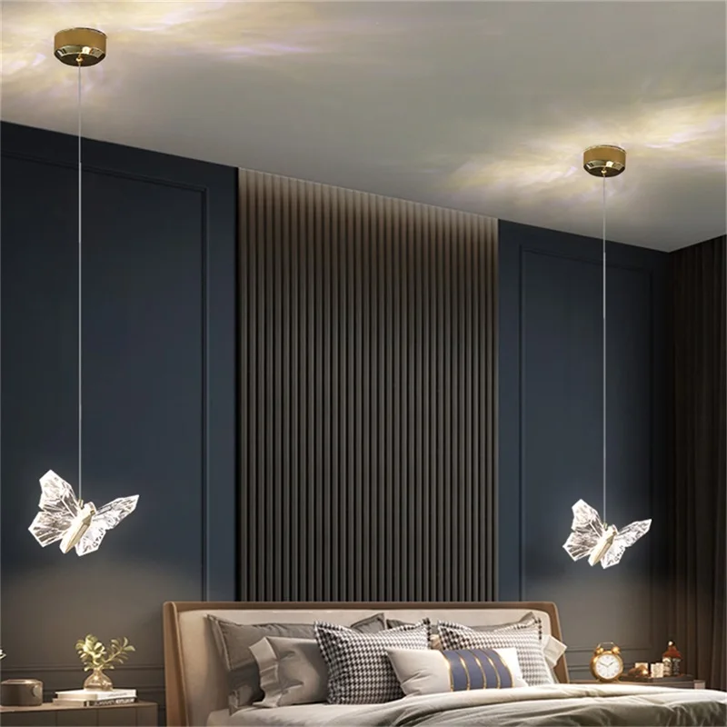 Hongcui Ziemeļvalstu Tauriņš Lustras Lampas, gaismas Ķermeņi Mūsdienu Piekariņu Gaismas Mājās LED Guļamistaba Attēls 2