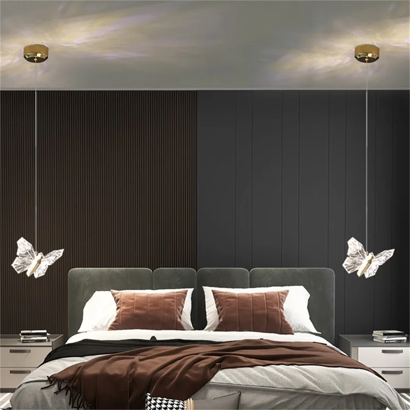 Hongcui Ziemeļvalstu Tauriņš Lustras Lampas, gaismas Ķermeņi Mūsdienu Piekariņu Gaismas Mājās LED Guļamistaba Attēls 3
