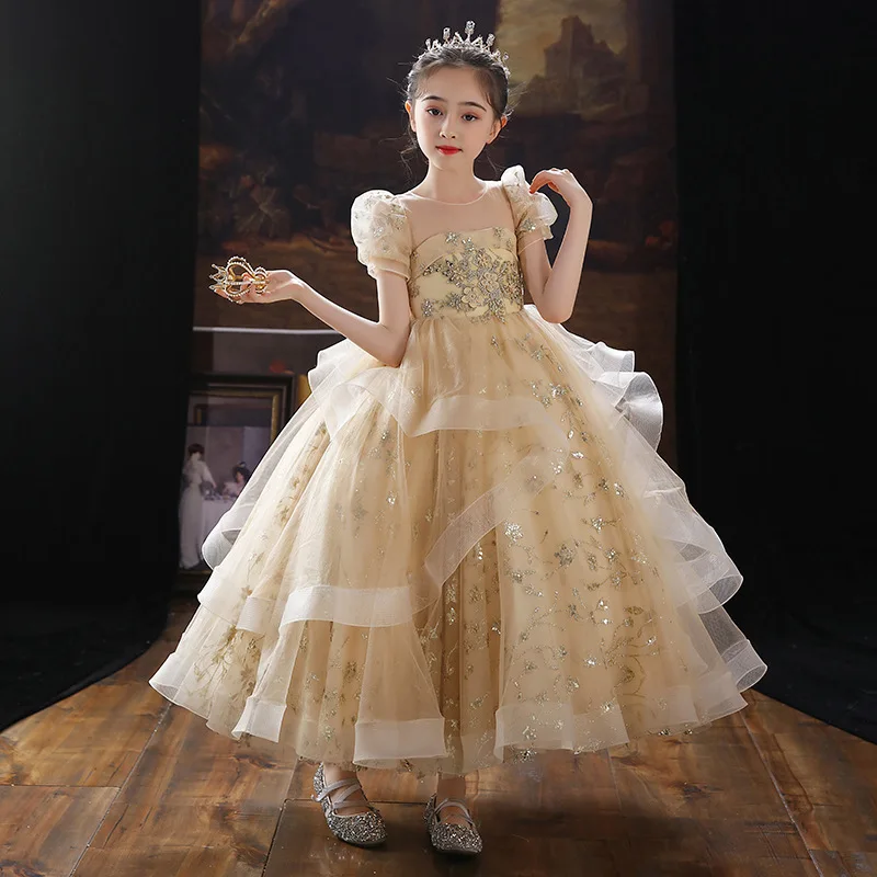Ir 2021. Bērniem Kleita Meitenēm Kāzu Meitene Saģērbt Princess Puse Gājienā Formālu Kleita Pusaudžu Bērniem, Kleitu, kostīmu Klavierēm Attēls 3
