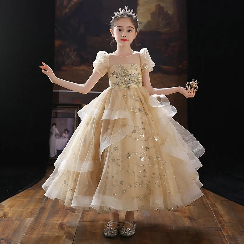 Ir 2021. Bērniem Kleita Meitenēm Kāzu Meitene Saģērbt Princess Puse Gājienā Formālu Kleita Pusaudžu Bērniem, Kleitu, kostīmu Klavierēm Attēls 5