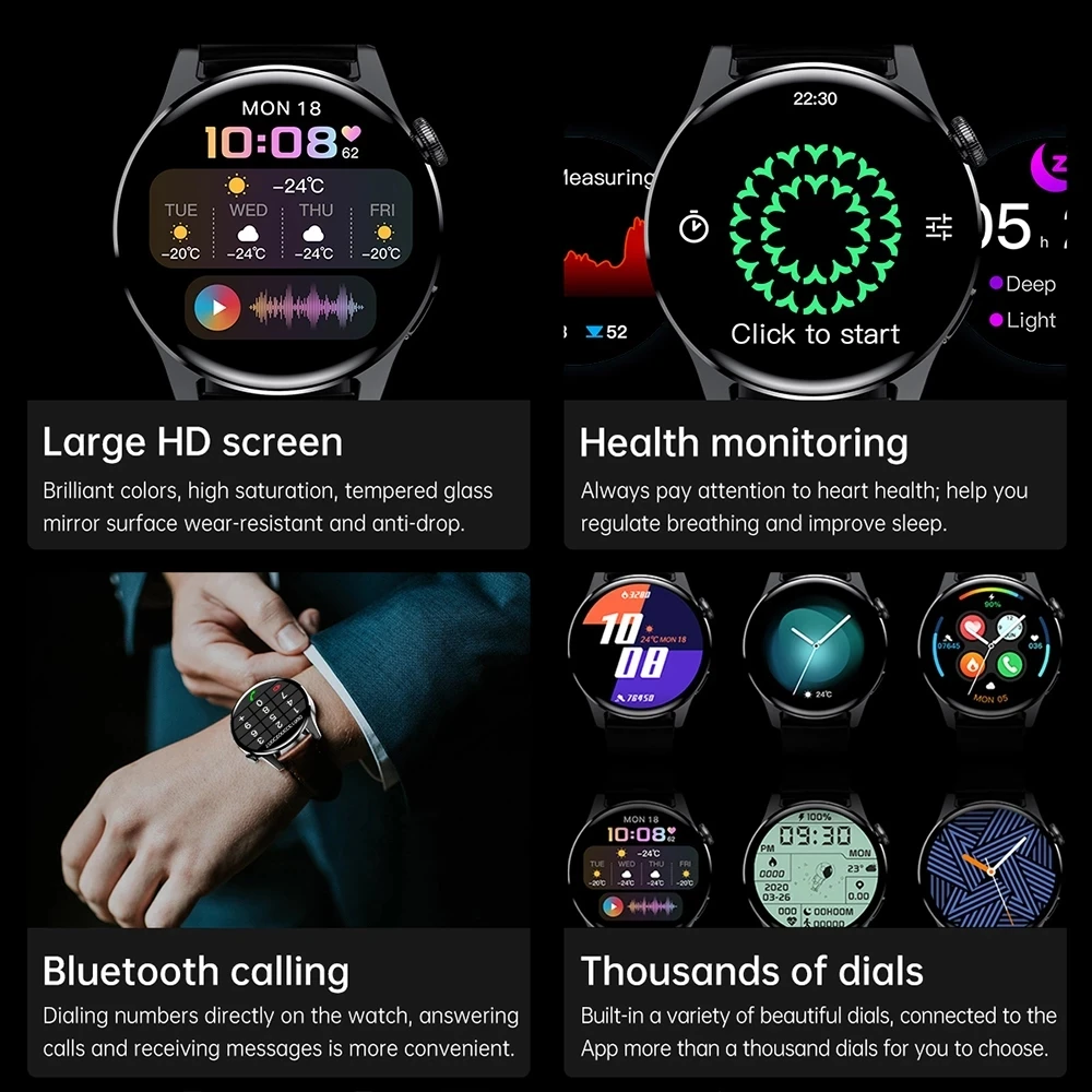Ir 2021. Jaunu Bluetooth Zvanu Smart Skatīties Vīrieši ar skārienekrānu Mūzikas Vadības IP67 Waterproof sirdsdarbība Smartwatch Par Xiaomi Huawei Attēls 1