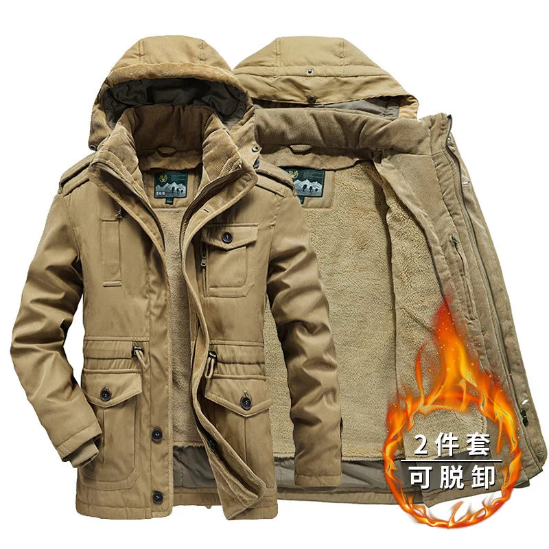 Ir 2021. rudenī un ziemā, jaunu gadījuma liela izmēra vīriešu jaka tīrtoņa krāsu noņemams starplikas dūnu jaka kokvilnas jaka ziemas jakas Attēls 5