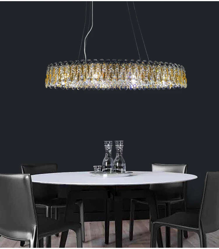 Jaunais LED kristāla lustra dzīvojamā istaba, restorāns, apdares lampas dizainers luksusa zelta sala kristāla lustra Attēls 1