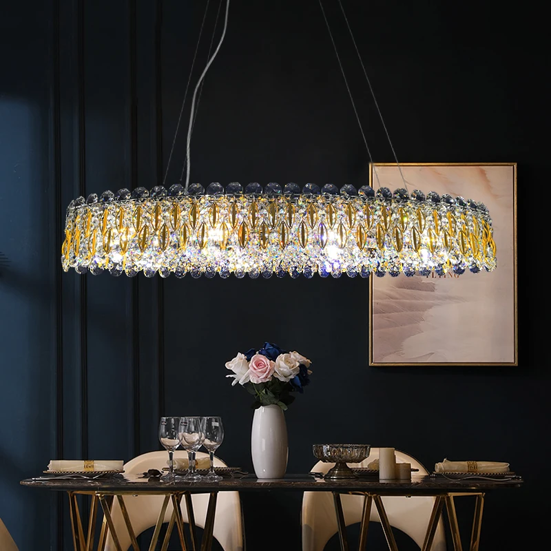 Jaunais LED kristāla lustra dzīvojamā istaba, restorāns, apdares lampas dizainers luksusa zelta sala kristāla lustra Attēls 4