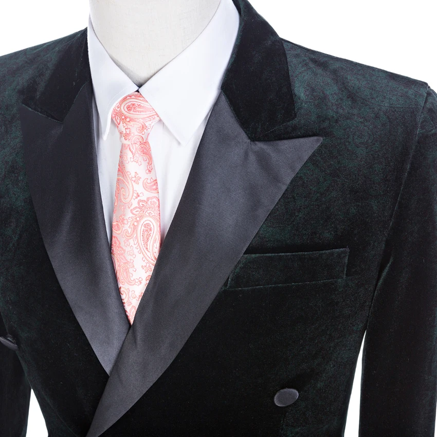 Jauns Dizains Samta Līgavainis Tuxedos Groomsman Uzvalks, Kāzu uzvalks Dubultā Krūtīm, Pasūtījuma izgatavotu 2020 Cilvēks Kostīmi (Jaka+bikses) Attēls 3