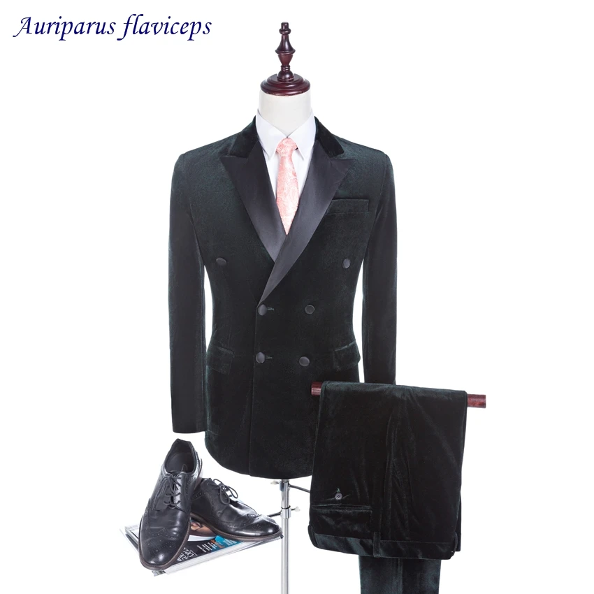 Jauns Dizains Samta Līgavainis Tuxedos Groomsman Uzvalks, Kāzu uzvalks Dubultā Krūtīm, Pasūtījuma izgatavotu 2020 Cilvēks Kostīmi (Jaka+bikses) Attēls 4