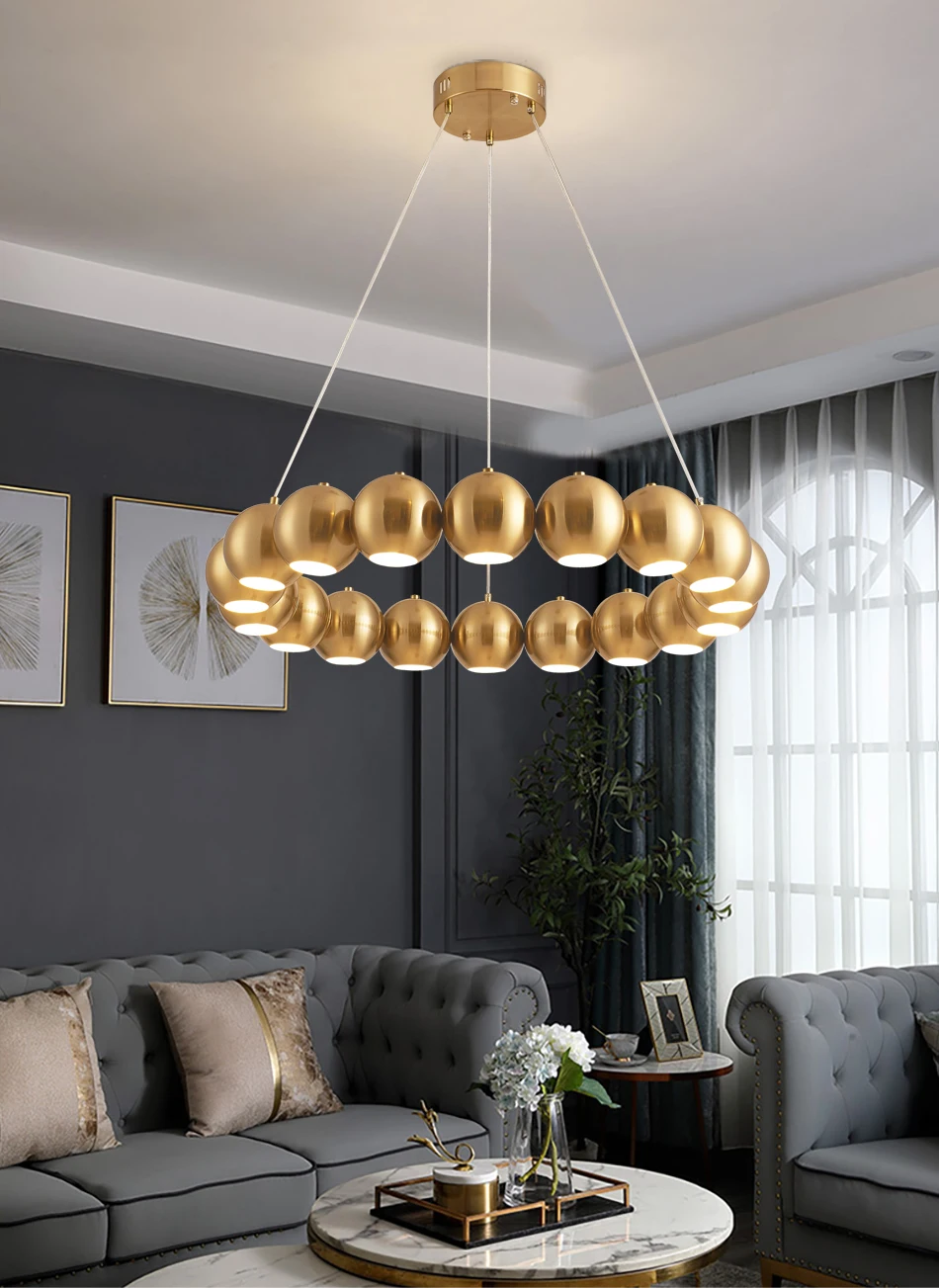 Jaunu, modernu led lustras, lai dzīvojamā istaba luxury gold/chrome karājas gaismas armatūra mājas dekoru gredzena dizains, iekštelpu apgaismojums Attēls 1