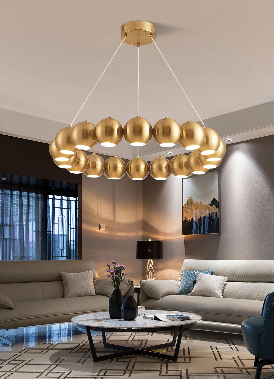 Jaunu, modernu led lustras, lai dzīvojamā istaba luxury gold/chrome karājas gaismas armatūra mājas dekoru gredzena dizains, iekštelpu apgaismojums Attēls 2