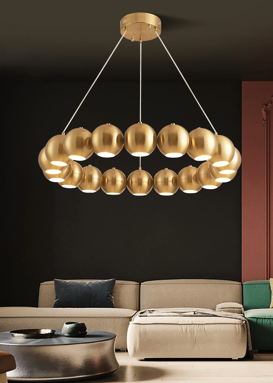 Jaunu, modernu led lustras, lai dzīvojamā istaba luxury gold/chrome karājas gaismas armatūra mājas dekoru gredzena dizains, iekštelpu apgaismojums Attēls 3