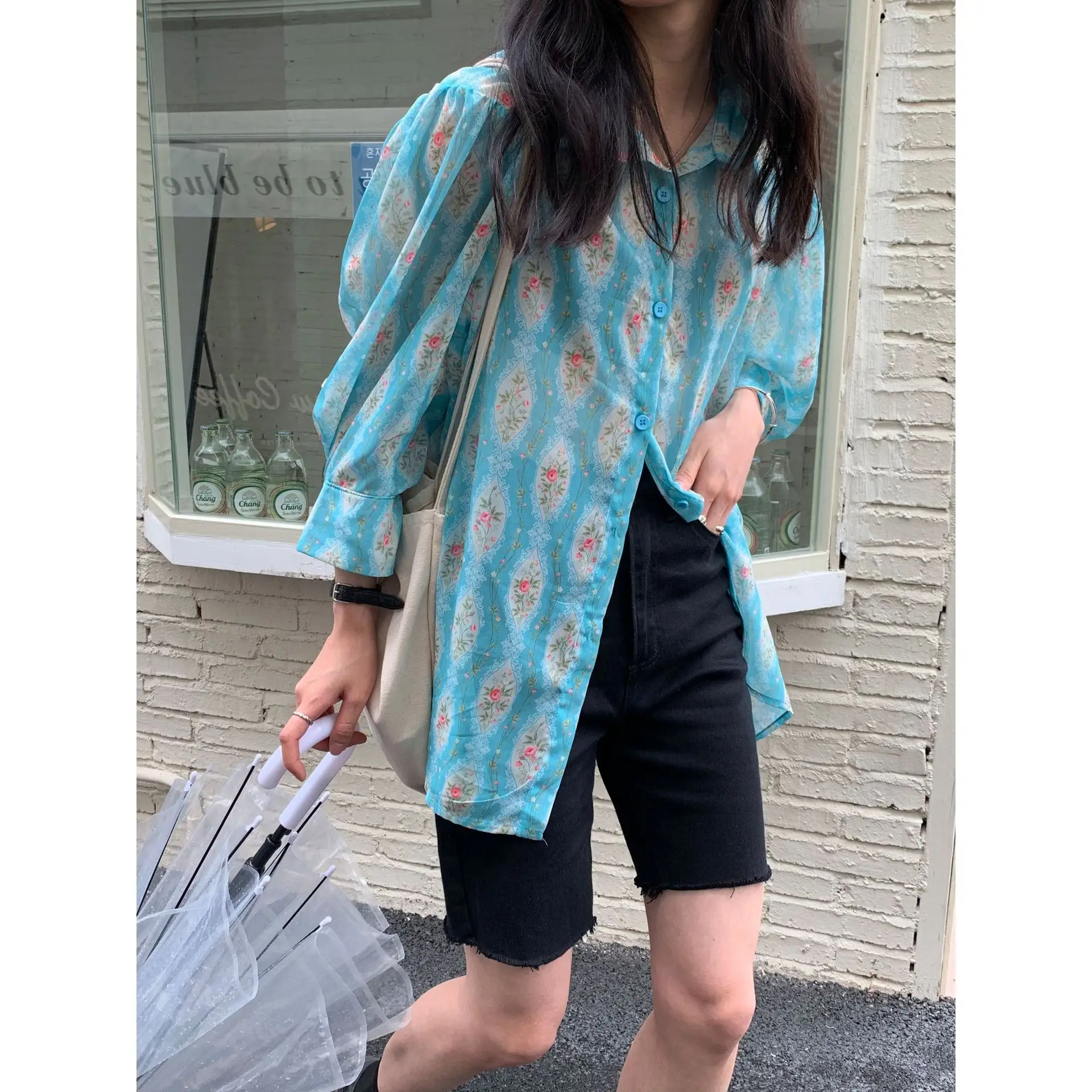 Jaunu Yuyi ir 2021. ins korejas anti rieva brīvs modelis jaciņa šifona kreklu sieviešu plānas sauļošanās krekls sieviešu vasaras Attēls 1
