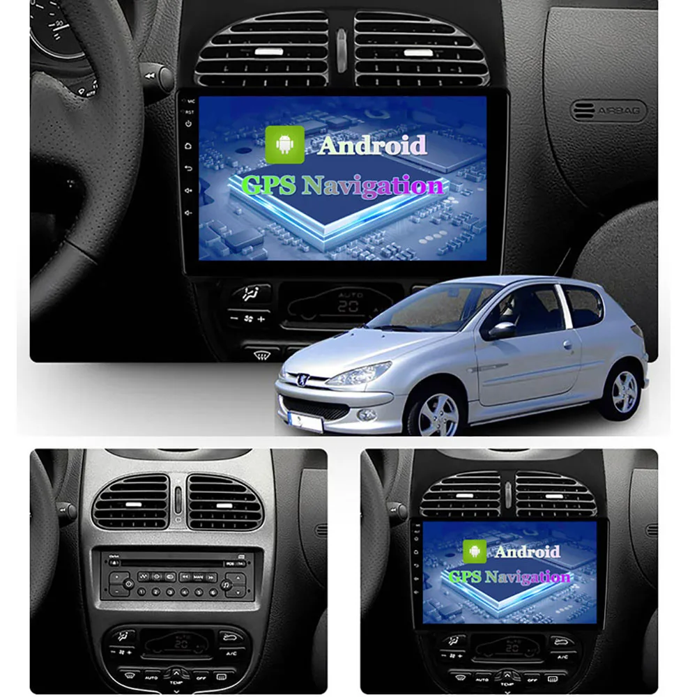 JIUYIN Ai Balss Android 10 Auto Radio Peugeot 206 2001-2008 2 din Autoradio dvd Multimediju Atskaņotājs, GPS Navi 2G+32G Stereo Attēls 3